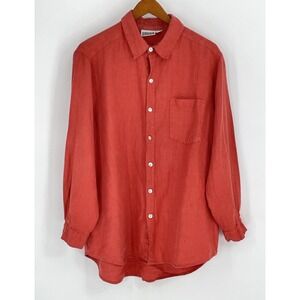 Vintage 90'S CHICO'S DESIGNs Men's long-sleeved linen shirt size L (2) Orange